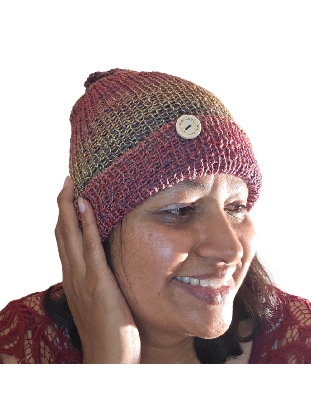 Hand Crafted Crochet Hat Handmade winter tuque Ombré hand knit beanie multicolor - Picture 3 of 17